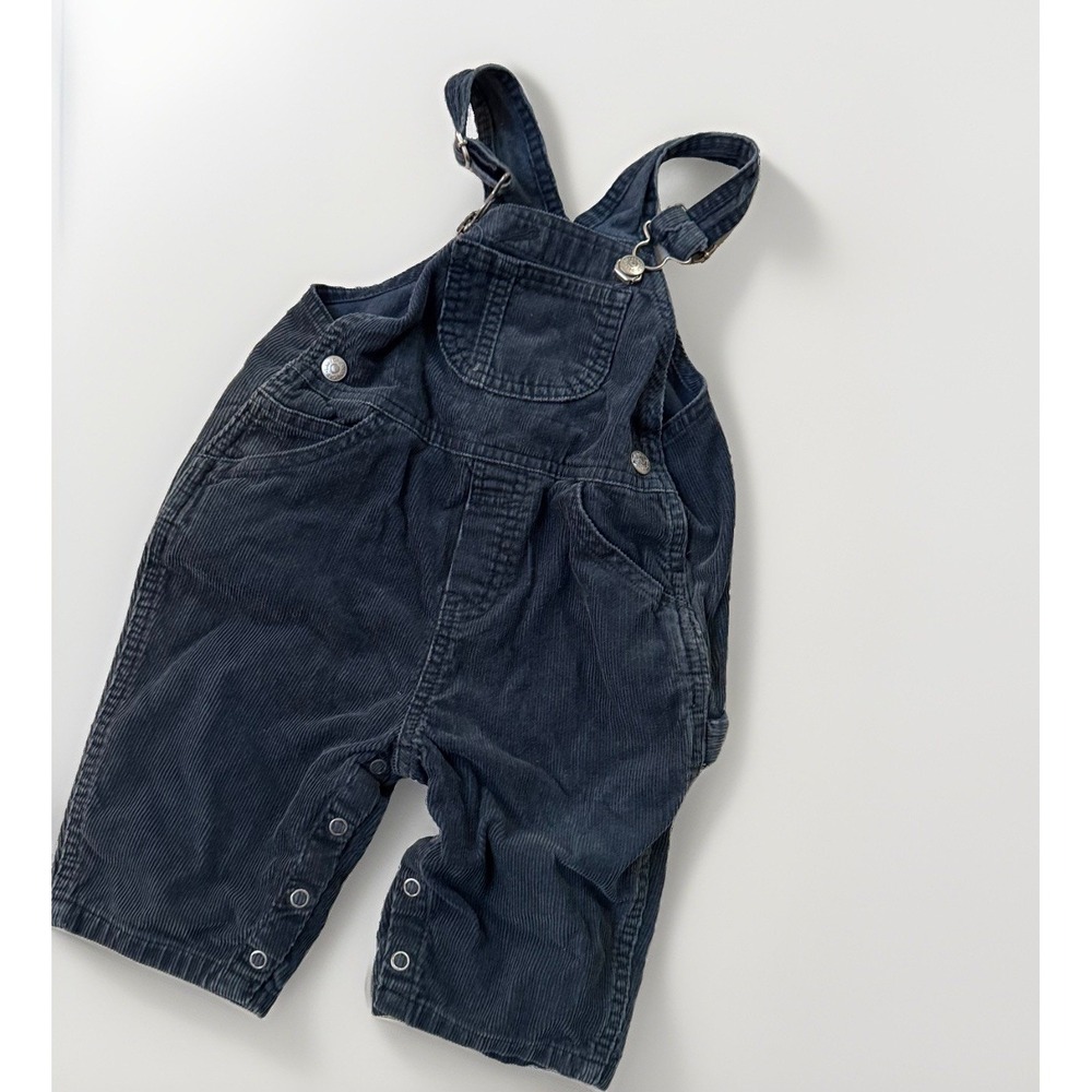 Vtg 90's Baby Gap Navy Blue Corduroy Overalls 6-12 Months Snap Leg Carpenter
